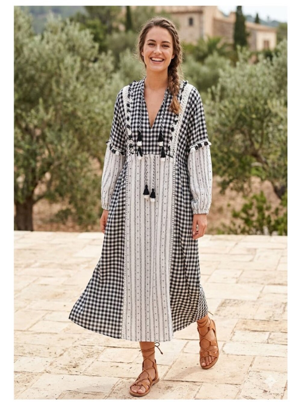 Dodo Bar Or Daria Cotton Combo Boho Long Dress